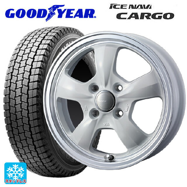 【5/27 1:59迄 最大3万円OFFクーポン】145/80R12 80/78N グッドイヤー アイスナビ カーゴ ウェッズ グラフト 5S ホワイトリムポリッシュ 12-4J 国産車用 スタッドレスタイヤホイール4本セット
