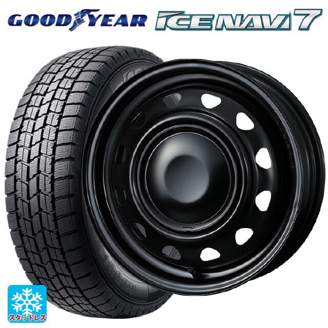 【6/22 20時〜 全品P5倍＆クーポン】2021年製 165/55R14 72Q グッドイヤー アイスナビ7(数量限定) ウェッズ ネオキャロ スチールホイール # セミマットブラック+ブラックキャップ 14-4.5J 国産車用 スタッドレスタイヤホイール4本セット