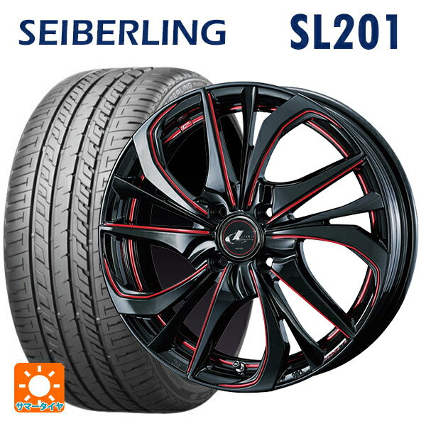 【6/11 1:59迄 全品ポイント5倍】165/45R16 74V XL セイバーリング セイバーリング SL201(ブリヂストン工場生産） ウェッズ レオニス TE BK/SC(RED) 16-5J 国産車用 サマータイヤホイール4本セット