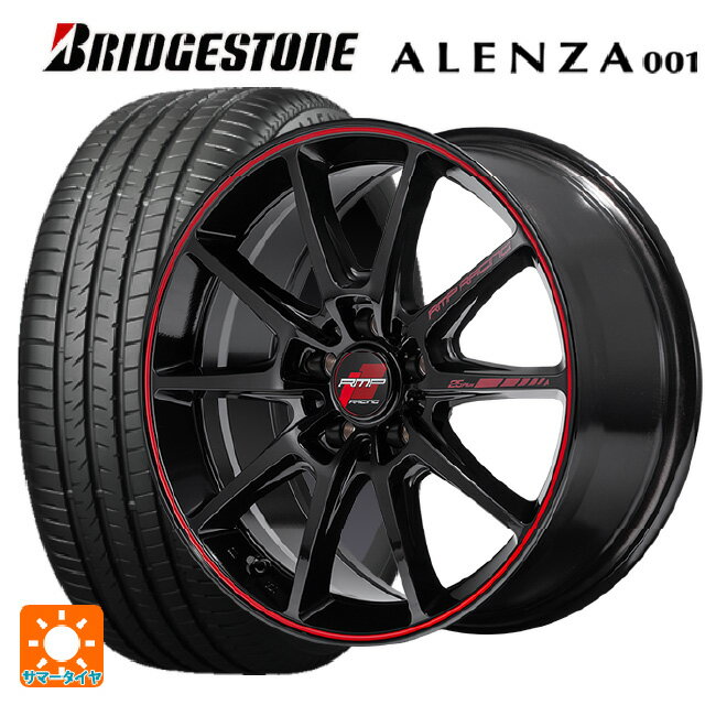 【6/15〜16限定 全品P5倍＆クーポン】スバル レガシィアウトバック(BS系)用 225/55R18 98V ブリヂストン アレンザ001 正規品 エムアイディー MIDレーシング R25 プラス ブラック/リムレッドライン 新品サマータイヤホイール 4本セット