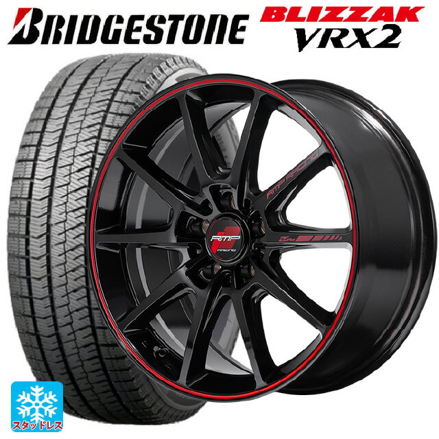 【6/22 20時〜 全品P5倍＆クーポン】スバル フォレスター(SL系)用 225/55R18 98Q ブリヂストン ブリザック VRX2 正規品 エムアイディー MIDレーシング R25 プラス ブラック/リムレッドライン 新品スタッドレスタイヤホイール 4本セット