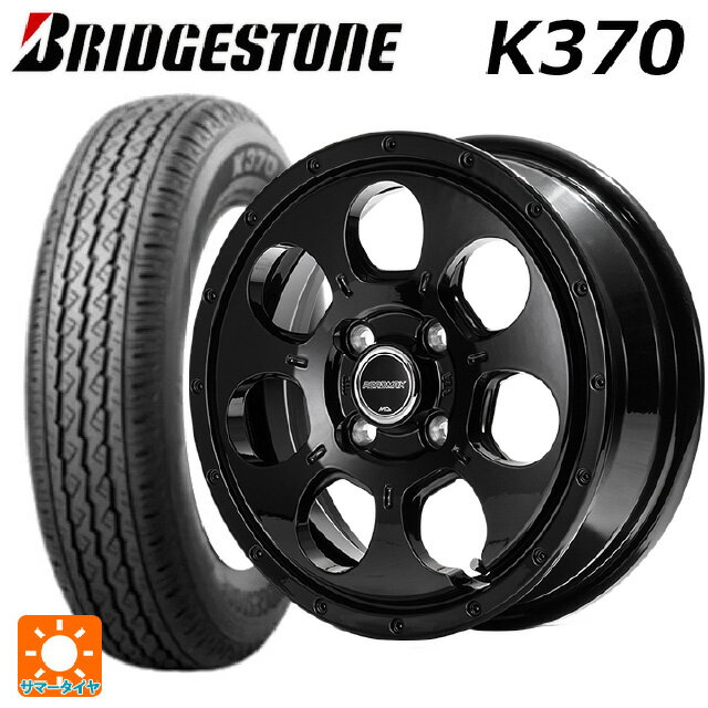 145/80R12 80/78N ブリヂストン K370 正規品 # エムアイディー MIDホイール マッドエージェント セミグロスブラック 12-4J 国産車用 サマータイヤホイール4本セット