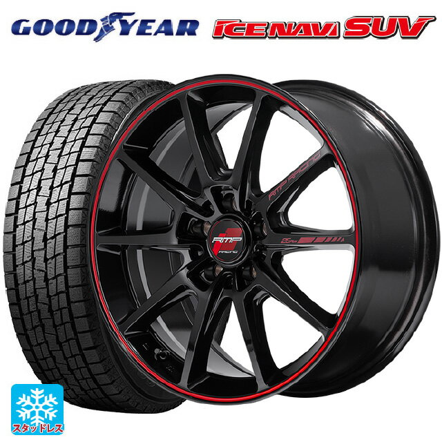 【6/22 20時〜 全品P5倍＆クーポン】スバル クロストレック(5AA-GUE)用 2024年製 225/55R18 98Q グッドイヤー アイスナビ SUV # エムアイディー MIDレーシング R25 プラス ブラック/リムレッドライン 新品スタッドレスタイヤホイール 4本セット