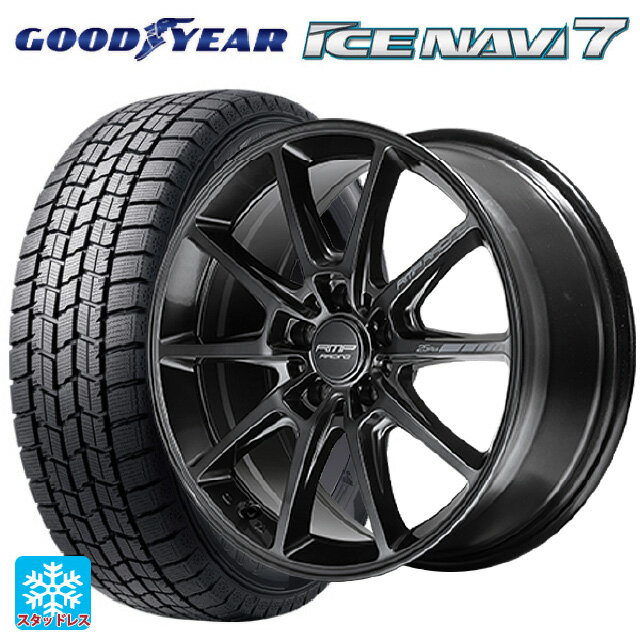 【6/22 20時〜 全品P5倍＆クーポン】225/45R18 91Q グッドイヤー アイスナビ7(数量限定) # エムアイディー MIDレーシング R25 プラス ディープチタンシルバー 18-7.5J 国産車用 スタッドレスタイヤホイール4本セット