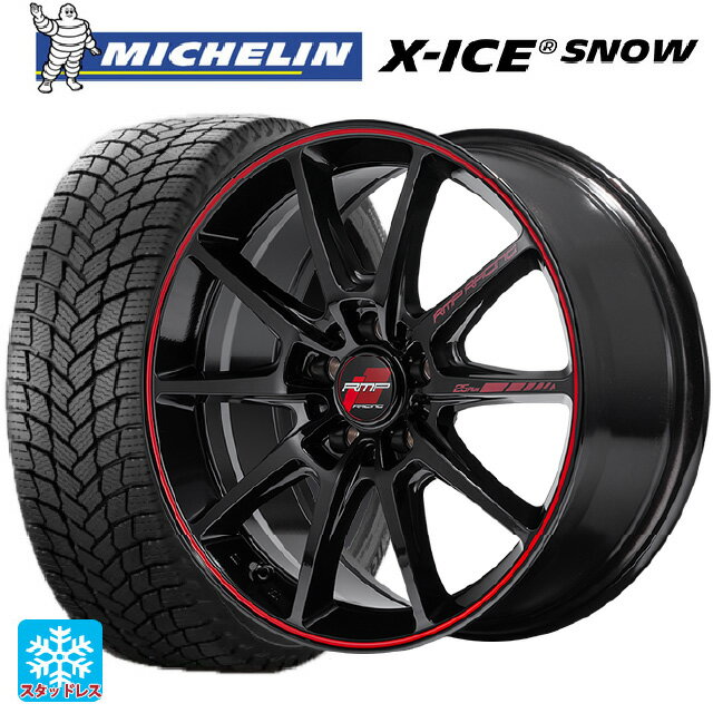 【6/22 20時〜 全品P5倍＆クーポン】スバル レガシィアウトバック(BS系)用 225/60R18 100H ミシュラン 正規品 エックスアイス スノー エムアイディー MIDレーシング R25 プラス ブラック/リムレッドライン 新品スタッドレスタイヤホイール 4本セット