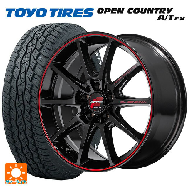 【最大3万円OFFクーポン 5/16 1:59迄】235/60R18 103H トーヨー オープンカントリー A/T EX ホワイトレター ＃ マルカサービス RMPレーシング R25 プラス ブラック/リムレッドライン 18-7.5J 国産車用 サマータイヤホイール4本セット