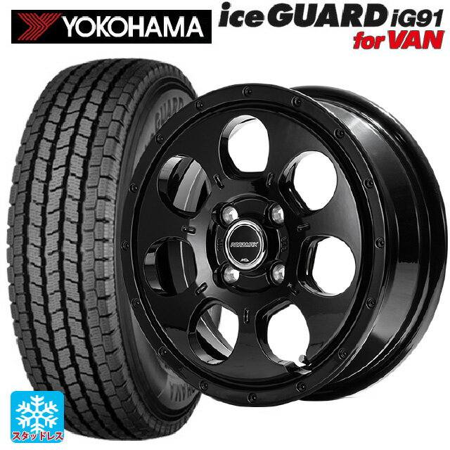 【5/27 1:59迄 最大3万円OFFクーポン】2024年製 145/80R12 80/78N ヨコハマ アイスガード IG91 for VAN エムアイディー MIDホイール マッドエージェント セミグロスブラック 12-4J 国産車用 スタッドレスタイヤホイール4本セット
