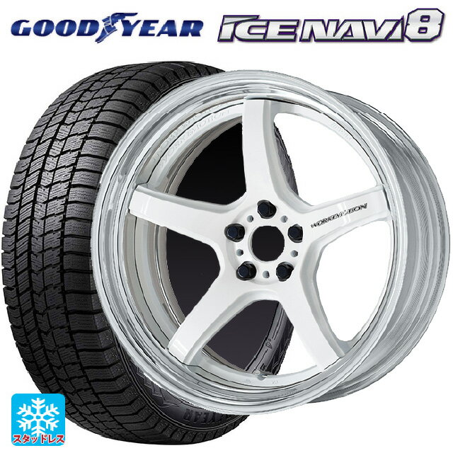 【6/22 20時〜 全品P5倍＆クーポン】2024年製 245/45R19 102Q XL グッドイヤー アイスナビ8 # ワーク エモーション T5R 2P WHT 19-8.5J 国産車用 スタッドレスタイヤホイール4本セット