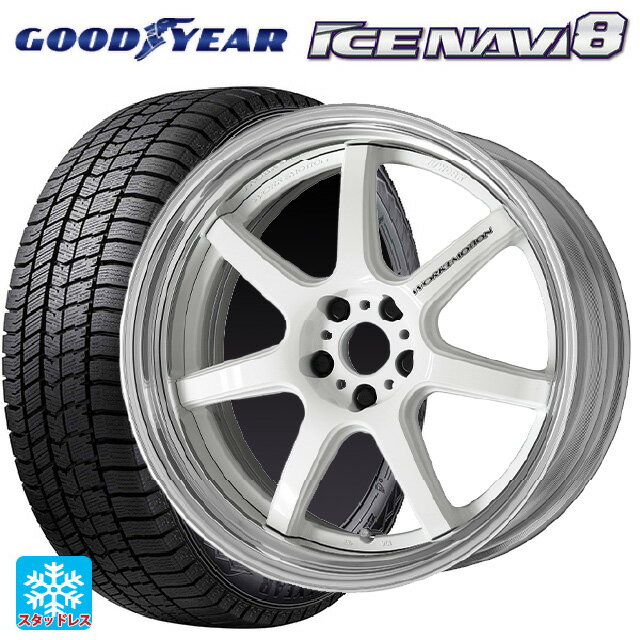 【6/22 20時〜 全品P5倍＆クーポン】245/40R18 93Q グッドイヤー アイスナビ8 # ワーク エモーション T7R 2P WHT 18-8J 国産車用 スタッドレスタイヤホイール4本セット