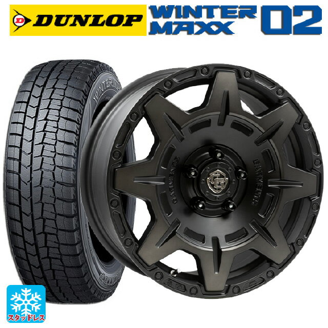 【6/15〜16限定 全品P5倍＆クーポン】205/55R16 91Q ダンロップ ウィンターマックス 02(WM02) ウェッズ クロスオーバー ガーメンツ スタイルM マットブラッククリア 16-7J 国産車用 スタッドレスタイヤホイール4本セット