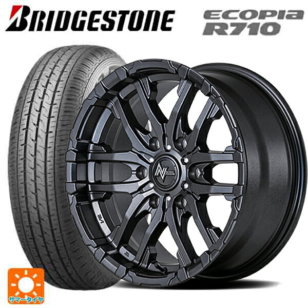 【6/11 1:59迄 全品ポイント5倍】ニッサン NV350キャラバン(E26系)用 195/80R15 107/105N ブリヂストン エコピア R710 正規品 # エムアイディー ナイトロパワー M26 クロスファング バレルブラック/ドリルド 新品サマータイヤホイール 4本セット