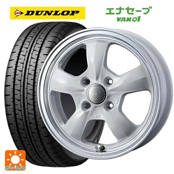 145R12 6PR ダンロップ エナセーブ VAN01 ウェッズ グラフト 5S ホワイトリムポリッシュ 12-4J 国産車用 サマータイヤホイール4本セット