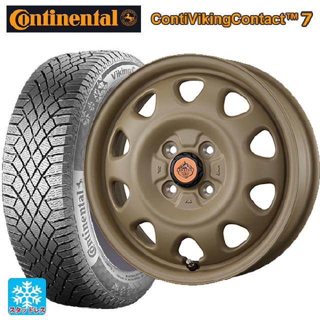 【6/15〜16限定 全品P5倍＆クーポン】155/65R14 75T コンチネンタル コンチバイキングコンタクト7 正規品 トピー ランドフット SWZ CAFE LATTE 14-4.5J 国産車用 スタッドレスタイヤホイール4本セット