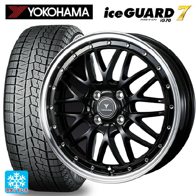 【6/4 20時〜 最大3万円OFFクーポン】165/50R16 75Q ヨコハマ アイスガード7(IG70) ウェッズ ノヴァリス アセットエムワン ブラック/リムポリッシュ 16-5J 国産車用 スタッドレスタイヤホイール4本セット