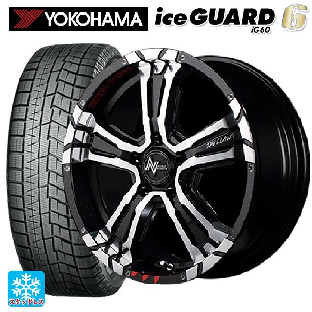 【4/28〜5/1 全品ポイント5倍】ジープ コンパス(M624)用 225/60R17 99Q ヨコハマ アイスガード6(IG60) # エムアイディー ナイトロパワー クロスクロウ グラフィティエディション ブラックメタリック＋ミラーカット/グラフィティ 新品スタッドレスタイヤホイール 4本セット