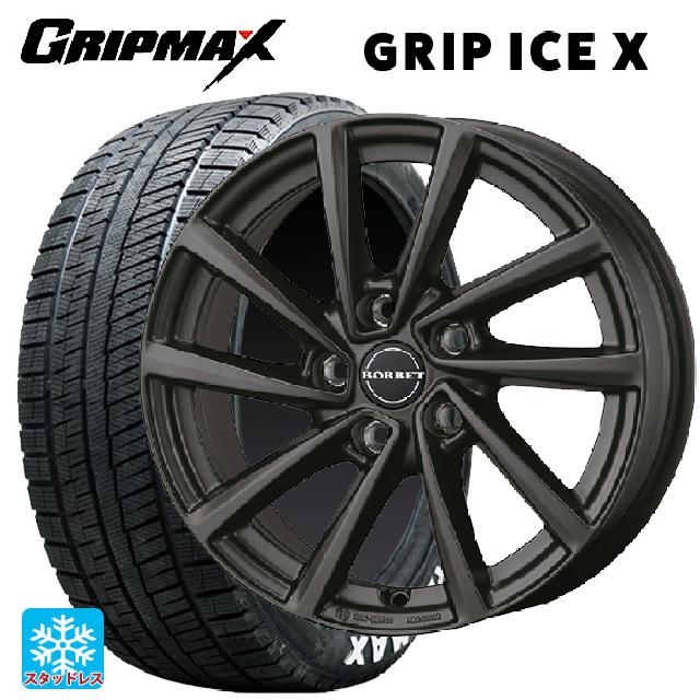【6/15〜16限定 全品P5倍＆クーポン】ミニ ミニクラブマン(F54)用 205/55R16 91T グリップマックス グリップアイスX ホワイトレター ティーエーエス ボルベット タイプ V ミストラルアンスラサイトマット 新品スタッドレスタイヤホイール 4本セット