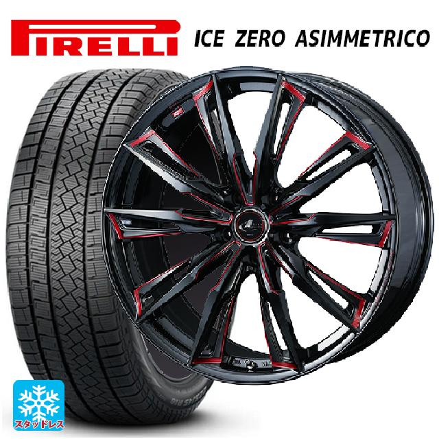 【5/9 20時〜 最大3万円OFFクーポン】ミツビシ アウトランダー(5LA GNOW)用 235/60R18 107H XL ピレリ ウインター アイスゼロ アシンメトリコ 正規品 レオニス GX BK/SC(RED) 新品スタッドレスタイヤホイール 4本セット