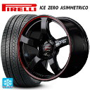 【5/9 20時〜 最大3万円OFFクーポン】2023年製 235/55R18 104H XL ピレリ アイスゼロ アシンメトリコ 正規品 エムアイディー MIDレーシング R50 ブラック/リムレッドライン 18-8J 国産車用 スタッドレスタイヤホイール4本セット(2)