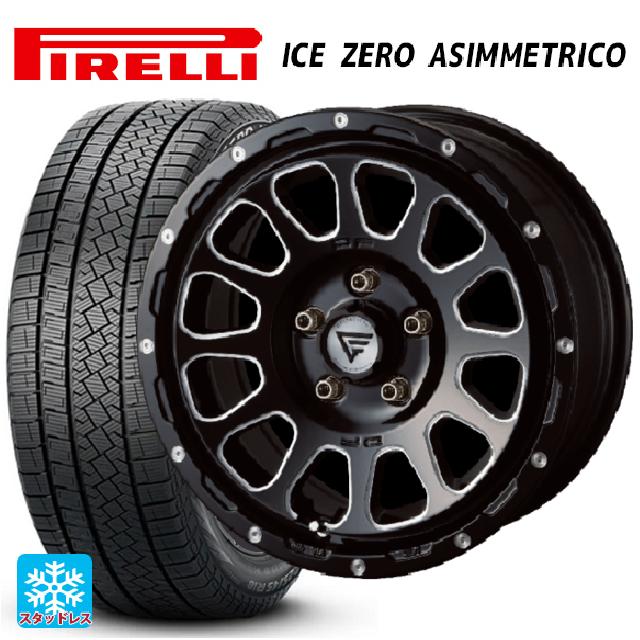 2024年製 215/60R17 96H ピレリ アイスゼロ アシンメトリコ 正規品 # エクシズルライン デルタフォース オーバル ブラックマシニング 17-7J 国産車用 スタッドレスタイヤホイール4本セット