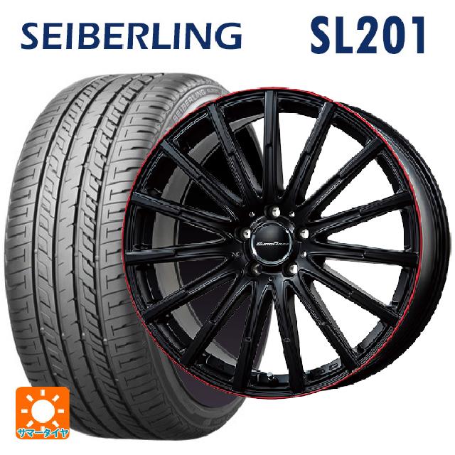 メルセデスベンツ Cクラス(W205)用 225/45R18 95W XL セイバーリング セイバーリング SL201(ブリヂストン工場生産） # エアフルト マットブラック/レッドリム 新品サマータイヤホイール 4本セット