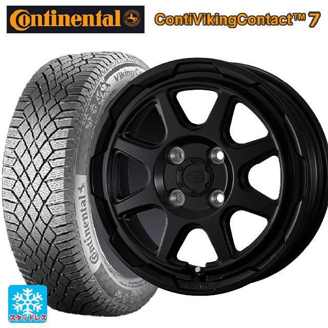 【6/22 20時〜 全品P5倍＆クーポン】155/65R14 75T コンチネンタル コンチバイキングコンタクト7 正規品 ウェッズ ウェッズ アドヴェンチャー スタットベルグ セミマットブラック 14-4.5J 国産車用 スタッドレスタイヤホイール4本セット