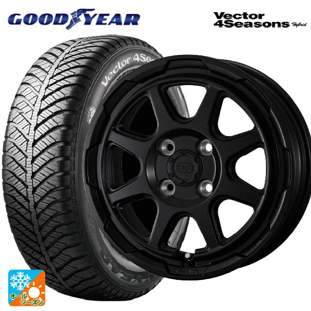 【6/22 20時〜 全品P5倍＆クーポン】175/65R14 82H グッドイヤー ベクターフォーシーズンズ ハイブリッド ウェッズ ウェッズ アドヴェンチャー スタットベルグ セミマットブラック 14-5J 国産車用 オールシーズンタイヤホイール4本セット