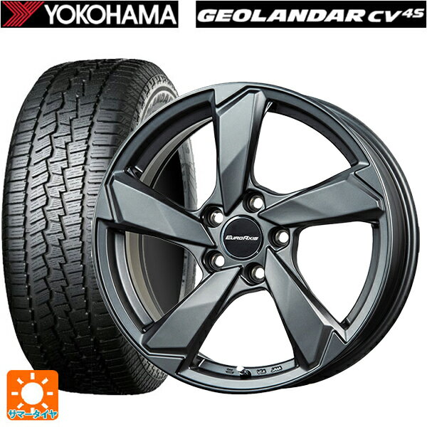 【6/22 20時〜 全品P5倍＆クーポン】アウディ Q2(GA系)用 215/50R18 92V ヨコハマ ジオランダー CV G058 正規品 ユーロアクシス クロスエッジ マットチタニウム 新品サマータイヤホイール 4本セット