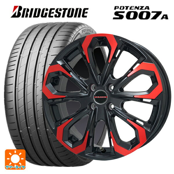 【最大3万円OFFクーポン 5/27 1:59迄】ミツビシ デリカD:5(3DA系)用 245/45R19 102Y XL ブリヂストン ポテンザ S007A 正規品 レイシーン プラバ 5X レッドクリア 新品サマータイヤホイール 4本セット