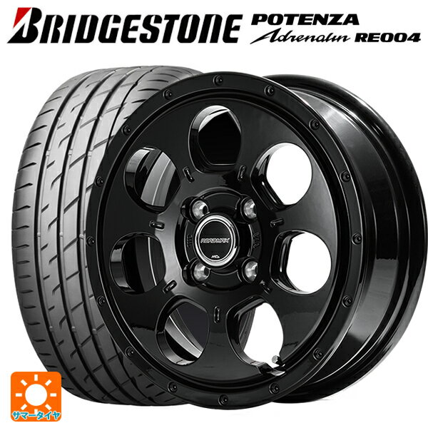 【6/22 20時〜 全品P5倍＆クーポン】165/50R15 73V ブリヂストン ポテンザ アドレナリン RE004 正規品 エムアイディー MIDホイール マッドエージェント セミグロスブラック 15-4.5J 国産車用 サマータイヤホイール4本セット