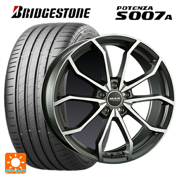 【6/22 20時〜 全品P5倍＆クーポン】アウディ A3 セダン(8V系)用 225/40R18 92Y XL ブリヂストン ポテンザ S007A 正規品(数量限定) # 阿部商会 マック レーベFF ガンメタリックミラー 新品サマータイヤホイール 4本セット
