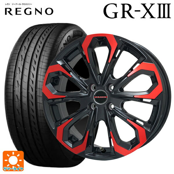 215/45R17 91W XL ブリヂストン レグノ GR-X3 正規品 ビックウェイ レイシーン プラバ 5X レッドクリア 17-7J 国産車用 サマータイヤホイール4本セット