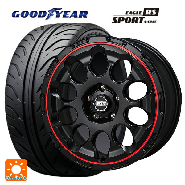 215/45R17 87W グッドイヤー イーグル RS スポーツ S-スペック コウセイ ボトムガルシアクロノ セミグロスブラック レッドリム 17-7J 国産車用 サマータイヤホイール4本セット