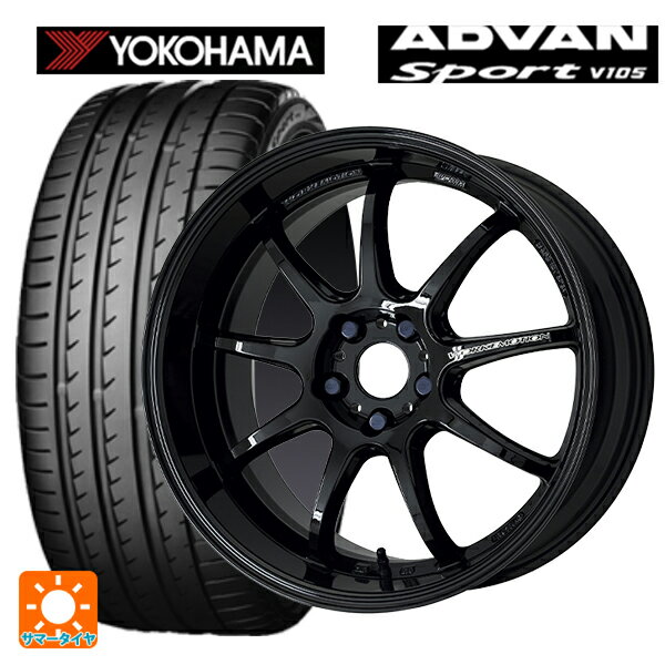 225/55R17 101Y XL ヨコハマ アドバンスポーツ V105 ワーク エモーション D9R BLK 17-7J 国産車用 サマータイヤホイール4本セット