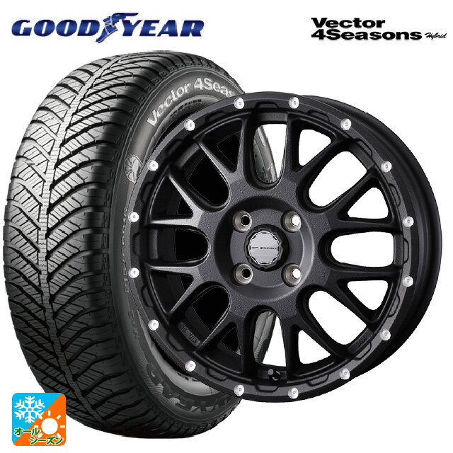 165/50R15 73H グッドイヤー ベクターフォーシーズンズ ハイブリッド ウェッズ マッドヴァンス 08 FLINT BLACK 15-4.5J 国産車用 オールシーズンタイヤホイール4本セット