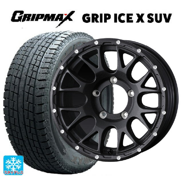 スズキ ジムニーシエラ(74系)用 195/80R15 107/105N グリップマックス グリップアイスエックス SUV ブラックレター # マッドヴァンス 08 FLINT BLACK 新品スタッドレスタイヤホイール 4本セット