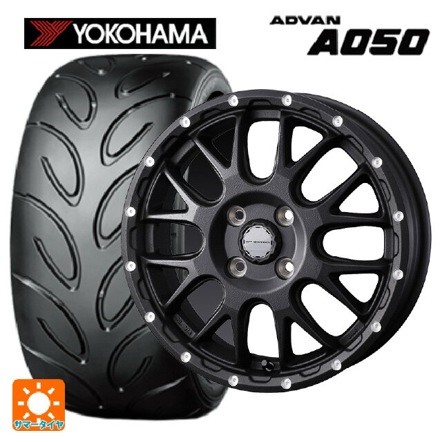 【6/22 20時〜 全品P5倍＆クーポン】165/55R14 72V ヨコハマ アドバン A050 コンパウンド M 正規品 ウェッズ マッドヴァンス 08 FLINT BLACK 14-4.5J 国産車用 サマータイヤホイール4本セット