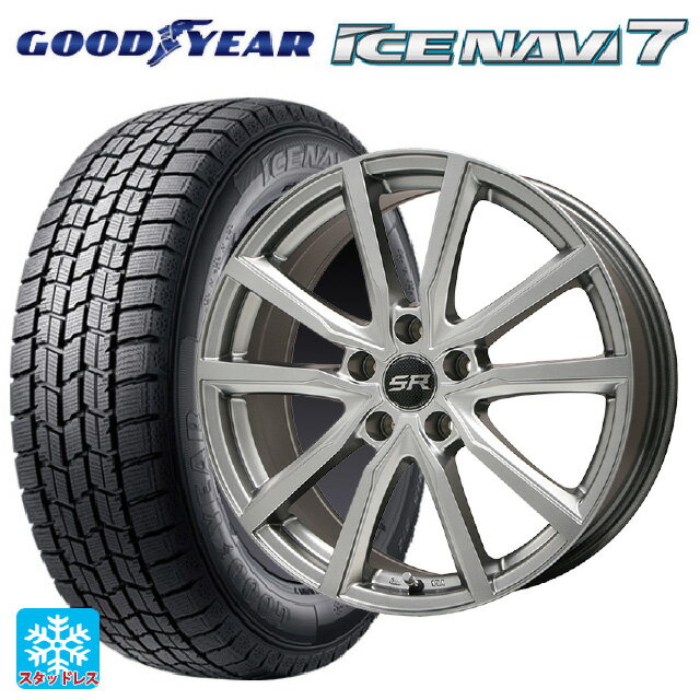 【最大3万円OFFクーポン 5/16 1:59迄】215/45R17 87Q グッドイヤー アイスナビ7(限定) # エルベ Vスポーク メタリックグレー 17-7J 国産車用 スタッドレスタイヤホイール4本セット