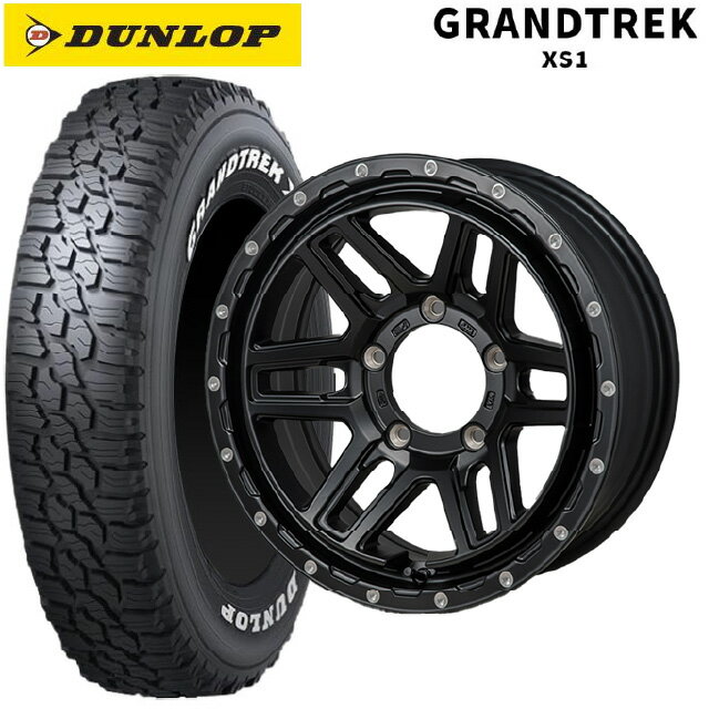 【最大3万円OFFクーポン 5/16 1:59迄】185/85R16 105/103L ダンロップ グラントレックXS1 ホワイトレター ジャパン三陽 ハイブロック エルデ Satin Black/Milling 16-5.5J 国産車用 スタッドレスタイヤホイール4本セット