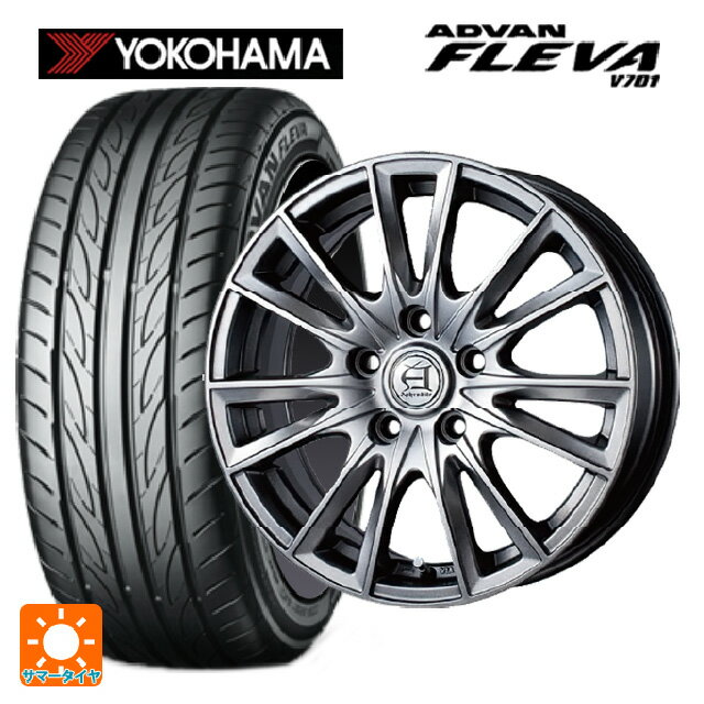 205/55R16 91W ヨコハマ アドバン フレバ V701 正規品 テクノピア アフロディーテ EF メタリックグレー 16-6.5J 国産車用 サマータイヤホイール4本セット
