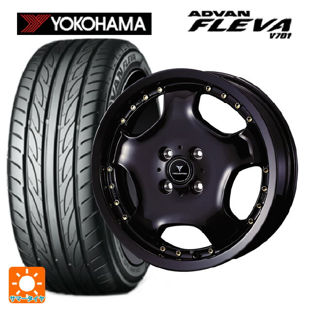 【6/15〜16限定 全品P5倍＆クーポン】165/50R16 75V ヨコハマ アドバン フレバ V701 正規品 ウェッズ アセット D1 ブラック/ゴールドピアス 16-5J 国産車用 サマータイヤホイール4本セット