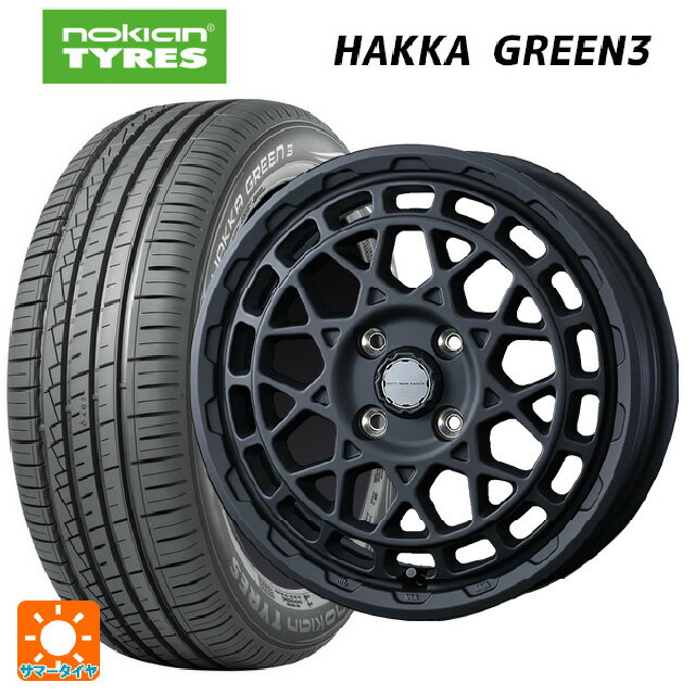 【6/22 20時〜 全品P5倍＆クーポン】175/65R14 86T XL ノキアン ハッカ グリーン3 ウェッズ マッドヴァンス X タイプF フルマットブラック 14-5J 国産車用 サマータイヤホイール4本セット