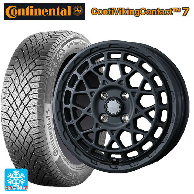 【6/11 1:59迄 全品ポイント5倍】155/65R14 75T コンチネンタル コンチバイキングコンタクト7 正規品 ウェッズ マッドヴァンス X タイプF フルマットブラック 14-4.5J 国産車用 スタッドレスタイヤホイール4本セット