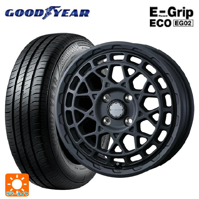 【6/15〜16限定 全品P5倍＆クーポン】155/65R14 75S グッドイヤー エフィシェントグリップ エコ EG02 ウェッズ マッドヴァンス X タイプM フルマットブラック 14-4.5J 国産車用 サマータイヤホイール4本セット