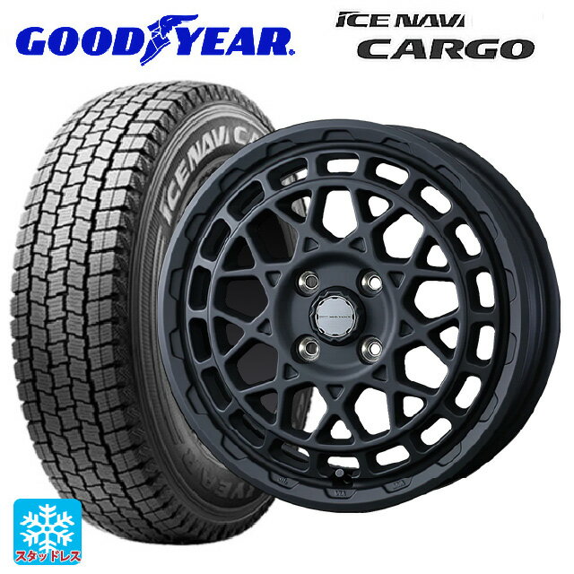 トヨタ サクシード(160系)用 165/80R14 97/95N グッドイヤー アイスナビ カーゴ ウェッズ マッドヴァンス X タイプF フルマットブラック 新品スタッドレスタイヤホイール 4本セット