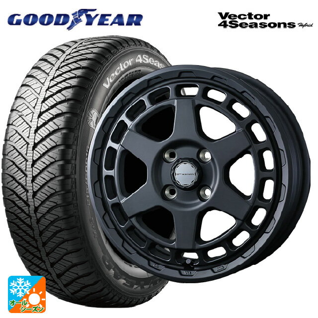 165/55R14 72H グッドイヤー ベクターフォーシーズンズ ハイブリッド ウェッズ マッドヴァンス X タイプS フルマットブラック 14-4.5J 国産車用 オールシーズンタイヤホイール4本セット