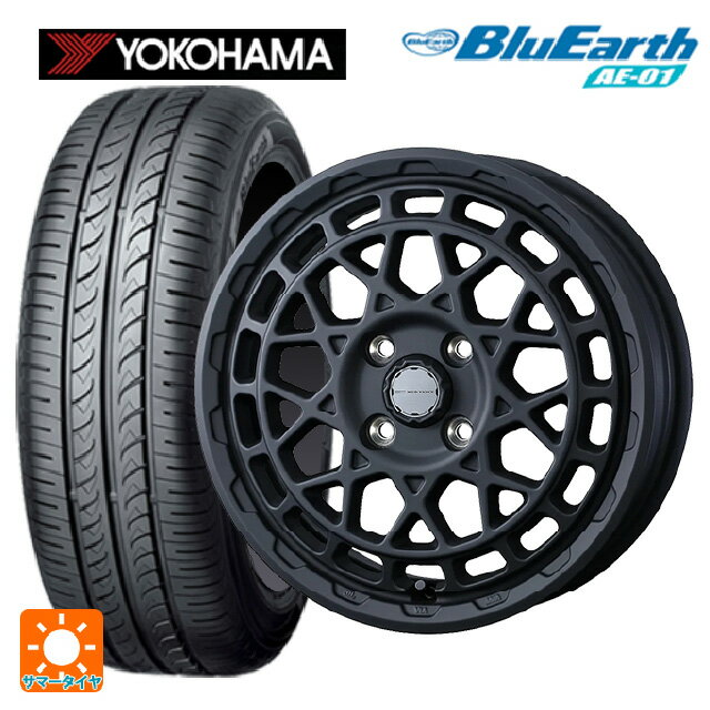 【6/11 1:59迄 全品ポイント5倍】165/55R14 72V ヨコハマ ブルーアース AE01 ウェッズ マッドヴァンス X タイプM フルマットブラック 14-4.5J 国産車用 サマータイヤホイール4本セット