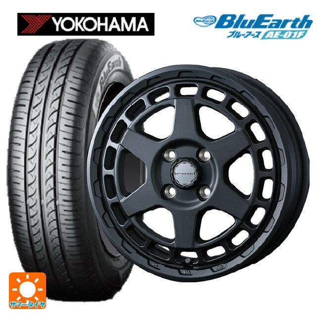 【6/22 20時〜 全品P5倍＆クーポン】175/65R14 82S ヨコハマ ブルーアース AE01F ウェッズ マッドヴァンス X タイプS フルマットブラック 14-5J 国産車用 サマータイヤホイール4本セット