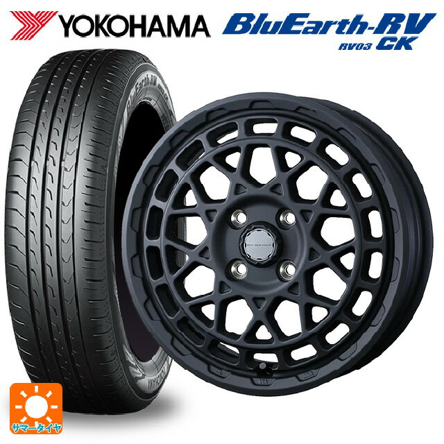 【6/15〜16限定 全品P5倍＆クーポン】155/65R14 75H ヨコハマ ブルーアース RV03CK # ウェッズ マッドヴァンス X タイプM フルマットブラック 14-4.5J 国産車用 サマータイヤホイール4本セット