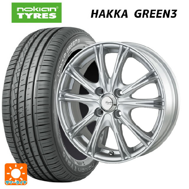 【6/22 20時〜 全品P5倍＆クーポン】195/55R15 89V XL ノキアン ハッカ グリーン3 ゴジゲン メタリックシルバー 15-5.5J 国産車用 サマータイヤホイール4本セット