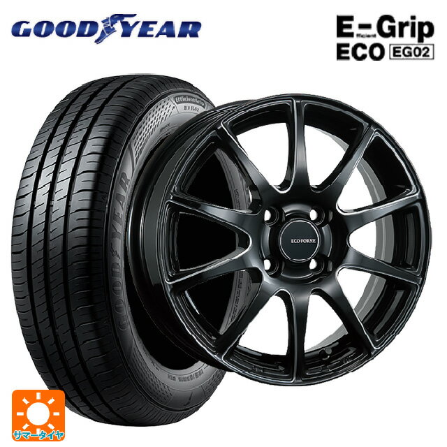 【6/15〜16限定 全品P5倍＆クーポン】165/60R14 75H グッドイヤー エフィシェントグリップ エコ EG02 # ブリヂストン エコフォルム CRS23 B/MN 14-4.5J 国産車用 サマータイヤホイール4本セット